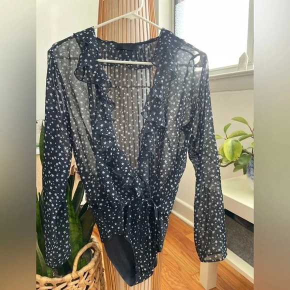 Vintage Zara Accessoires Long Sleeve Sheer Bodysuit Size S - Picture 9 of 9